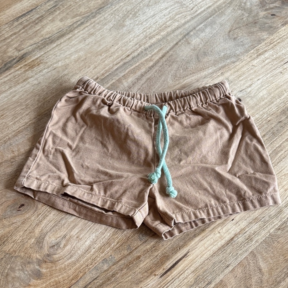 Kids Tan Cotton Drawstring Shorts